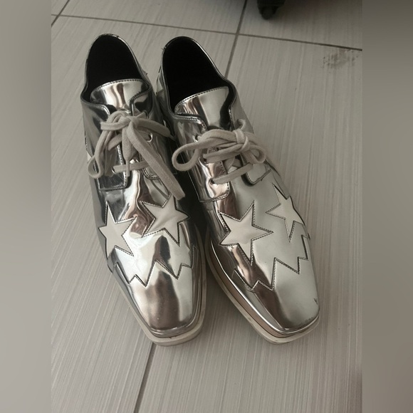 Stella Mccartney Silver Elyse Crystal Star Platform Shoes Size EU 37 - Picture 3 of 3